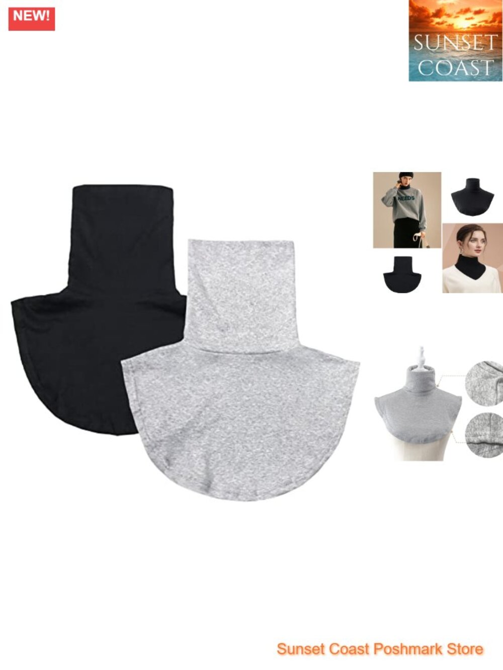 Cotton Spandex Turtleneck Dickey Collar Sleeveless Layering Top